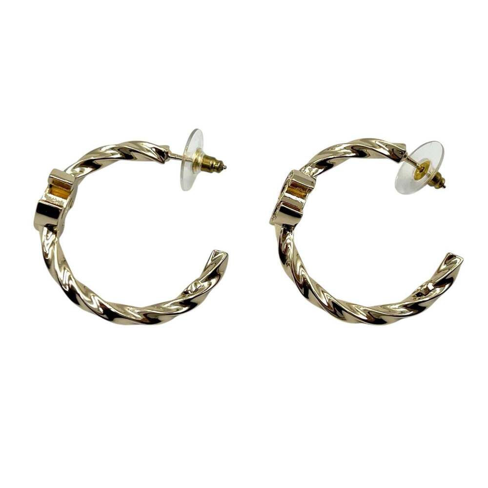 CHANEL Authentic Gold Logo Earrings - Picture 4 of 9